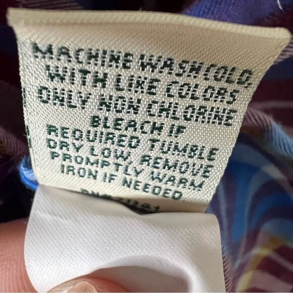 L.L. Bean Women's Wool Blend Maroon Blue Button Down Shirt Size Large - Picture 7 of 7